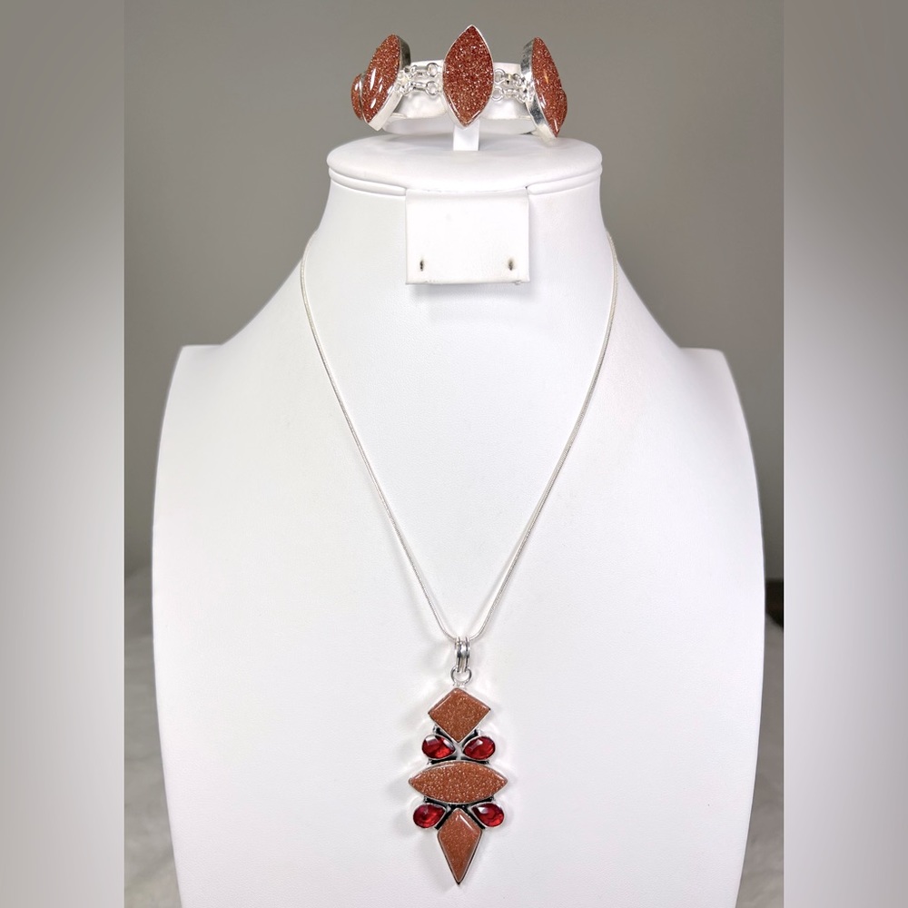Goldstone 925 Large Pendant & Bracelet
